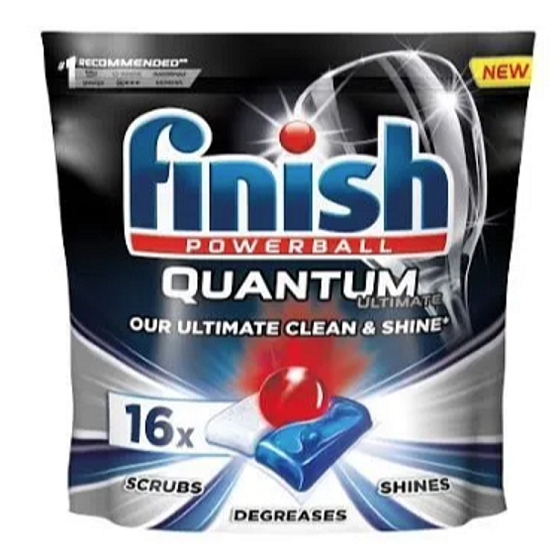 Finish Quantum Ultimate Tabletten für den Geschirrspüler, schützt Geschirr und Gläser, bringt schillernde Reinheit, glänzt 16 Stück
