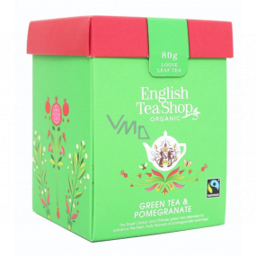 English Tea Shop Bio Grüner Tee mit Granatapfel lose 80 g + Holzmessbecher mit Schnalle