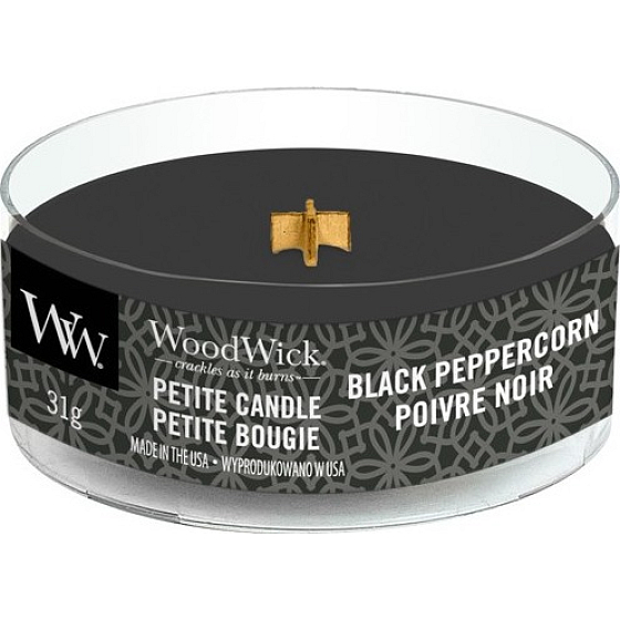 WoodWick Black Peppercorn - Duftkerze aus schwarzem Pfefferkorn mit zierlichem Holzdocht 31 g