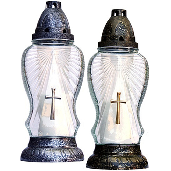 Rolchem Glaslampe mit Kreuz 28 cm 90 g Z-38 verschiedene Farben