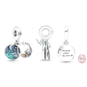 Sterling Silber 925 Camping Nachthimmel - Camping 2in1, Armband Anhänger Symbol Sterling Silber 925 Camping Nachthimmel - Camping 2in1, Armband Anhänger Symbol