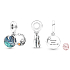 Sterling Silber 925 Camping Nachthimmel - Camping 2in1, Armband Anhänger Symbol