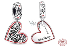 Charme Sterling Silber 925 Keith Haring Herz Kunst Linien, Menschen und Herzen, Anhänger Armband