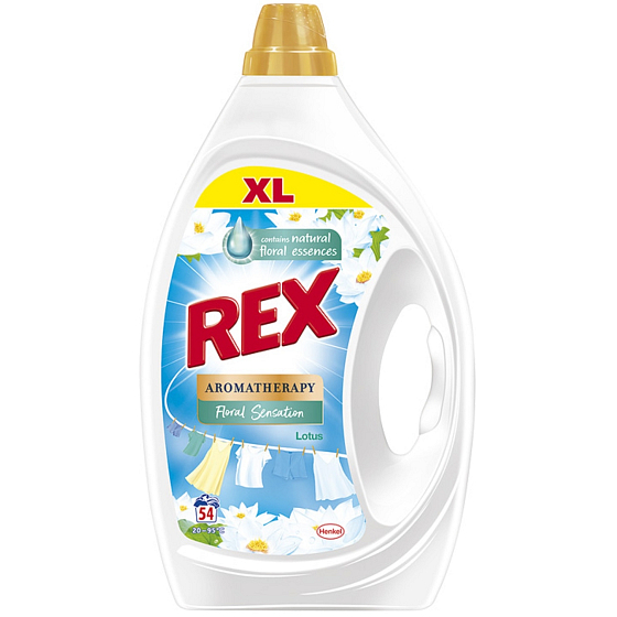 Rex Aromatherapy Floral Sensation Lotus & Mandelöl Waschgel für Weiß- und Buntwäsche 54 Dosen 2,45 l