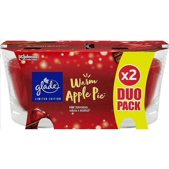 Glade Warm Apple Pie duftend mit rotem Apfel und Zimt Duftkerze im Glas, Brenndauer bis zu 38 Stunden 2 x 129 g