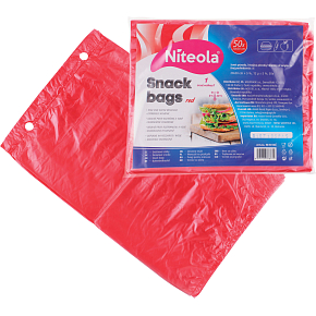 Niteola Snackbeutel, HDPE, 20 × 30 cm, Stärke 12 µ, rot, 50 Stk