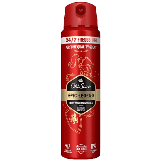 Old Spice Epic Legend deodorant sprej 150 ml – červený obal s pánskou vůní bourbonské vanilky a dlouhotrvající ochranou proti zápachu