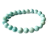 Larimar náramek elastický přírodní kámen, 9,5 - 10 mm / 16 - 17 cm, klid - mír - vyrovnanost