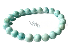 Larimar náramek elastický přírodní kámen, 9,5 - 10 mm / 16 - 17 cm, klid - mír - vyrovnanost