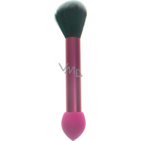 Jiajun Kosmetikpinsel mit synthetischen Borsten und Schaumstoffschwamm beidseitig rosa 16 cm