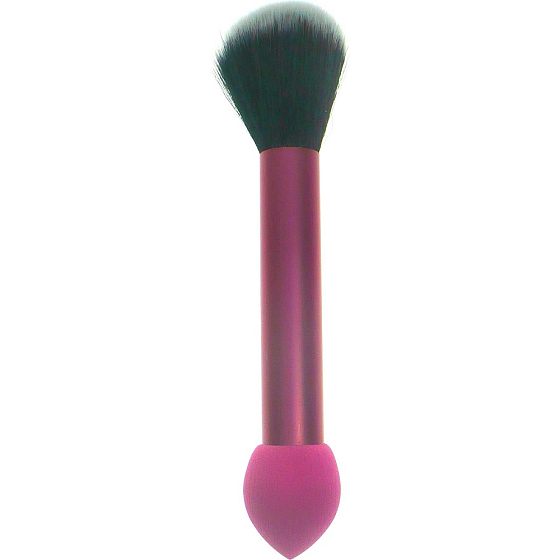 Jiajun Kosmetikpinsel mit synthetischen Borsten und Schaumstoffschwamm beidseitig rosa 16 cm