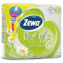 Zewa Deluxe Aqua Tube Camomile Comfort parfümiertes Toilettenpapier 3-lagig 150 Stück 4 Stück, Rolle, die gespült werden kann