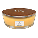 WoodWick Seaside Mimosa - Duftkerze Mimosa am Meer mit breitem Holzdocht und Deckel Glasboot 453 g