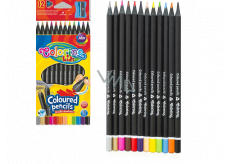 Colorino Dreieckige Buntstifte, schwarzes Holz, mit Spitzer 12 Farben