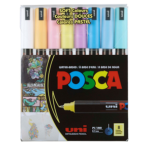 Posca Universal-Satz von Acrylmarkern 0,7 - 1 mm Pastellfarben 8 Stück PC-1MR