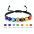 7 Chakren Heilung Perlenarmband handgefertigt gestrickt, schwarz, Ausgleichsperlen
