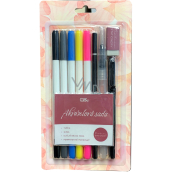 Albi Aquarell Doppelpinsel Stift Set 5 Stück + Radiergummi 1 Stück + Bleistift 1 Stück + Permanentmarker 1 Stück