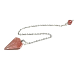 Kristall rosa Pendel Naturstein 2,5 cm + 18 cm Kette mit Perle, Steinchen