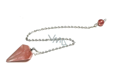 Kristall rosa Pendel Naturstein 2,5 cm + 18 cm Kette mit Perle, Steinchen
