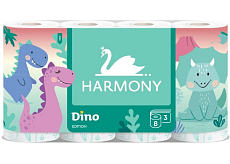 Harmony Dino Kinder 3-lagiges Toilettenpapier, 8 Rollen, 17,5 m Rolle