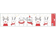 Fensterfolie Weihnachten bunt mit Glitter Bär und Hase 64 x 15 cm