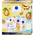 Nivea Floral Love Skin Radiance Textilmaske für das Gesicht + Nivea Floral Love Duschgel 250 ml + Nivea Floral Love Körpermilch 250 ml, Kosmetikset für Frauen