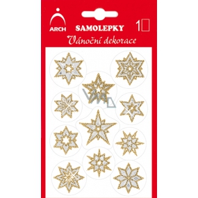 Arch Holographische dekorative Weihnachtsaufkleber mit Glitzer 707-GG Silber-Gold 8,5 x 12,5 cm