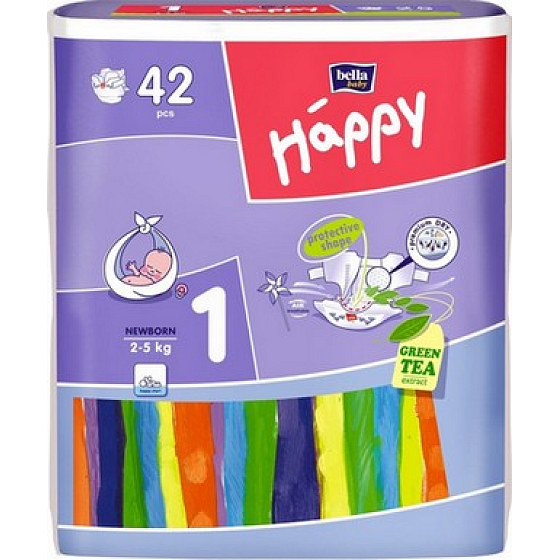 Bella Happy 1 Neugeborene 2-5 kg Windelhöschen 42 Stück
