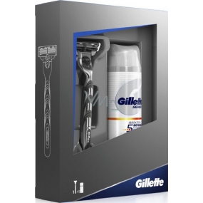 Gillette Mach3 Rasierer + Mach3 Irritation 5 Defense Rasiergel 75 ml, Kosmetikset, für Männer