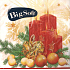 Große weiche Papierservietten 2-lagig 33 x 33 cm 20 Stück Weihnachtskerze und Herz weiß