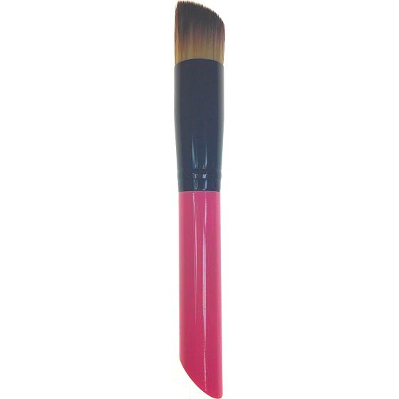 Kosmetikbürste für Make-up rundes schräges Haar rosa-schwarzer Griff 15 cm 30450