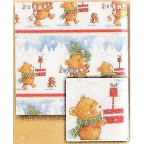 Nekupto Geschenkpapier 70 x 200 cm Weihnachten Weißblaue Teddybären
