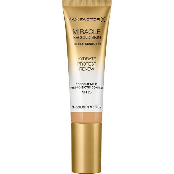 Max Factor Miracle Zweite Haut Hybrid Foundation Makeup 06 Golden Medium 30 ml