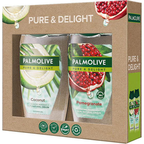 Palmolive Pure & Delight Kokosnuss-Duschgel 250 ml + Pure & Delight Granatapfel-Duschgel 250 ml, Kosmetikset