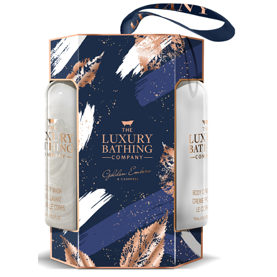 Grace Cole Golden Embers & Cashmere Reinigungsgel 100 ml + Körpercreme 100 ml + Reinigungsschwamm, Kosmetikset für Damen