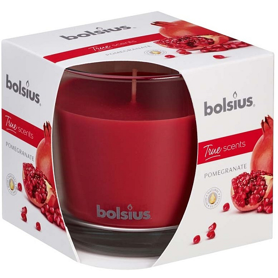 Bolsius True Scents Granatapfel-Duftkerze im Glas 95 x 95 mm, Brenndauer 43 Stunden