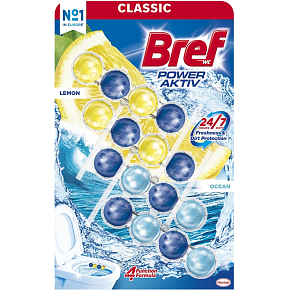 Bref WC blok Power Aktiv Zitrone & Ocean tuhý 4× 50 g