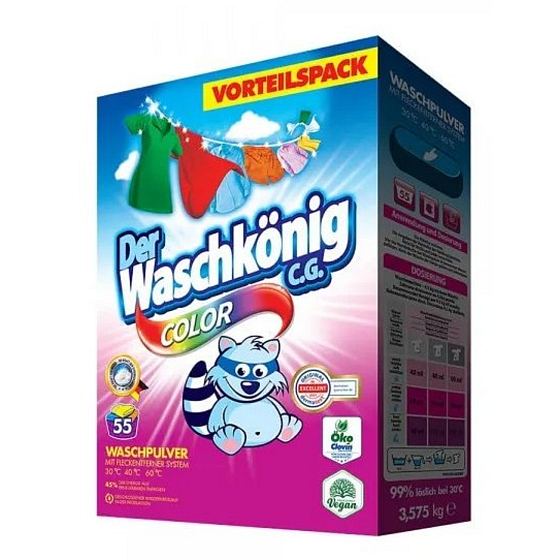 WaschKönig Color-Waschpulver zum Waschen von Buntwäsche 55 Dosen 3,575 kg