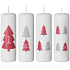 Emocio Adventsbäume grau-rot Kerze weiß Zylinder 40 x 120 mm 4 Stück