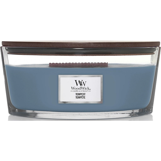 WoodWick Tempest - Sturm-Duftkerze mit Holzdocht und Deckel Glasschiffchen 453 g
