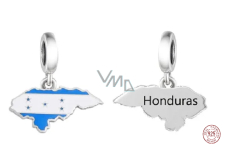 Charm Sterlingsilber 925 Honduras Flagge - schwingende Karte, Anhänger für Armband Reisen