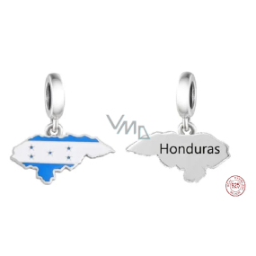 Charm Sterlingsilber 925 Honduras Flagge - schwingende Karte, Anhänger für Armband Reisen Charm Sterlingsilber 925 Honduras Flagge - schwingende Karte, Anhänger für Armband Reisen