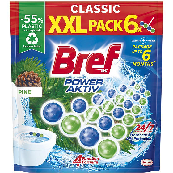 Bref Power Aktiv Pine tuhý WC blok, 6× 50 g