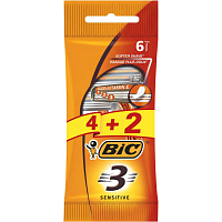 BIC 3 Sensitive Herren Einweg-Rasierer, 4+2 Stk