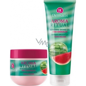 Dermacol Aroma Ritual Watermelon Erfrischende Körpercreme 300 ml + 250 ml Duschgel, Kosmetikset