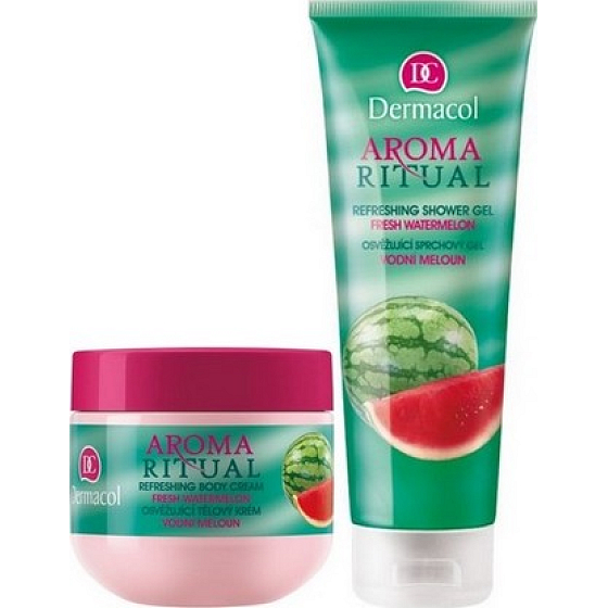 Dermacol Aroma Ritual Watermelon Erfrischende Körpercreme 300 ml + 250 ml Duschgel, Kosmetikset