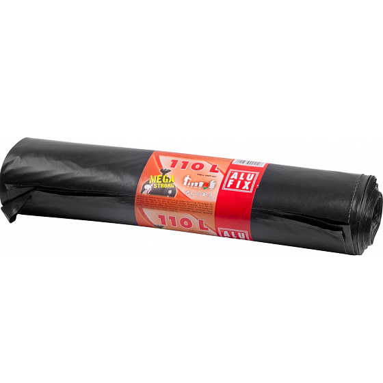 Alufix Müllsäcke mega dick, schwarz, 80 µ, 110 Liter, 70 x 100 cm, 10 Stück