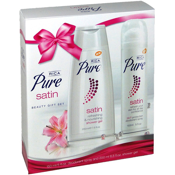 Rica Pure Satin Duschgel 200 ml + Deodorant Spray für Frauen 150 ml, Kosmetikset