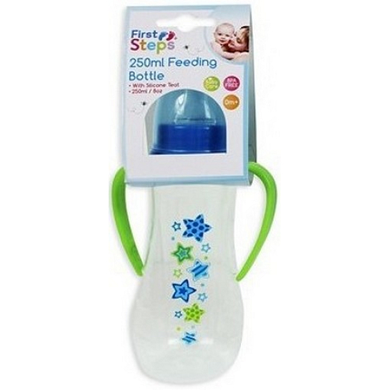 Erste Schritte Sterne 0+ Babyflasche blau mit 2 Griffen 250 ml