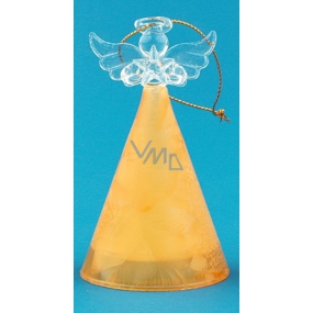 Glas Engel mit farbigem Rock gelb 10 cm